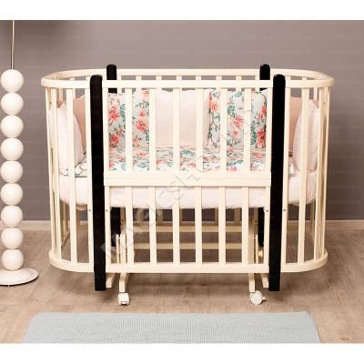 Pătuț pentru copii NELI 125x60 cm Ivory; Wenge